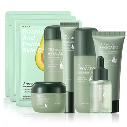 Avocado Skincare Set Hydrating Travel Size Avocado Face WashMoisturizing Face Toner & Face Serum & Face CreamEye Cream Skin Care Gift Set for Women（9PCS)