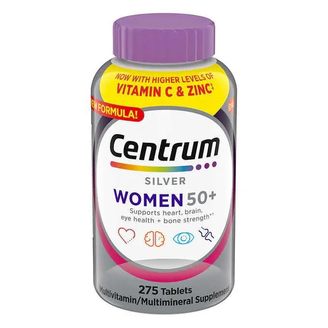 Centrums Silver Women 50+ Multivitamin 275 Tablets Bundle - Non-GMO & Gluten Free Adult Multi & Letter Vitamins Herbals & Dietary Supplements for Health