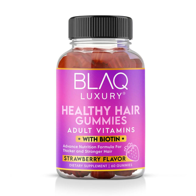 Blaq Luxury Biotin Gummies - Hair Growth Vitamins with 5000mcg Biotin per Serving | Vitamins B12 B6 Folic Acid Iodine Zinc | Hair Supplement for Hair Growth | for Women & Men | 1 Month Supply