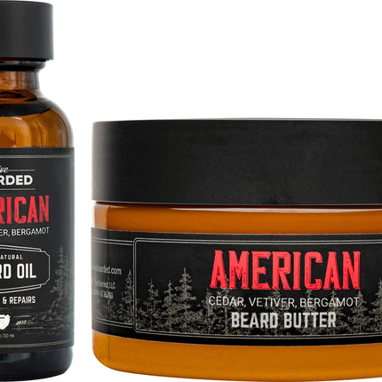 Live Bearded: Beard Oil and Beard Butter Grooming Kit - American - All-Natural Ingredients with Shea Butter Argan Oil Jojoba Oil and More - Beard Growth Support - Made in The USA