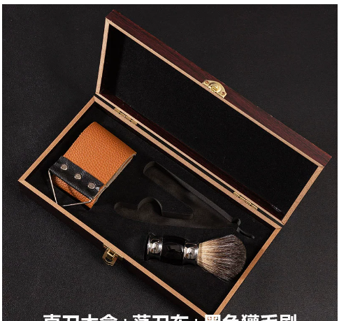 3-Piece Shaver Kit with Straight Edge Razor and Brush