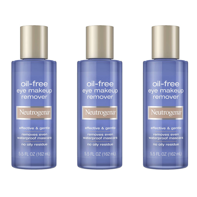 Neutrogena Gentle Oil-Free Eye Makeup Remover & Cleanser for Sensitive Eyes Non-Greasy Makeup Remover Removes Waterproof Mascara Dermatologist & Ophthalmologist Tested 3 x 5.5 fl. oz