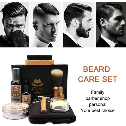 Men's Beard Care Kit with Oil, Balm, Brush, and Razor