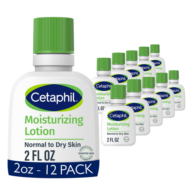 Cetaphil Face & Body Moisturizer Hydrating Moisturizing Lotion for Normal to Dry Skin Suitable for Sensitive Skin 2 oz Pack of 12 Fragrance Free Hypoallergenic Non-Comedogenic