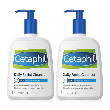 Face Wash by Cetaphil Daily Facial Cleanser for Combination to Oily Sensitive Skin 16 Ounce Pack of 2 Gentle Foaming Deep Clean Without Stripping