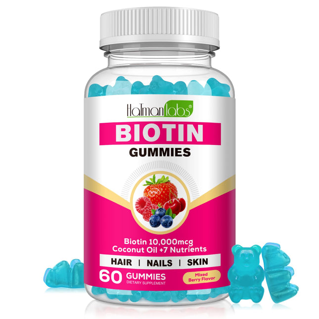 ONE1X Biotin Hair Growth Supplement 10000 mcg-Chewable Biotin Gummies for Skin Hair & Nails-Hair Vitamins for Growth and Hair Loss with Coconut Oil Vitamin B6 C & E