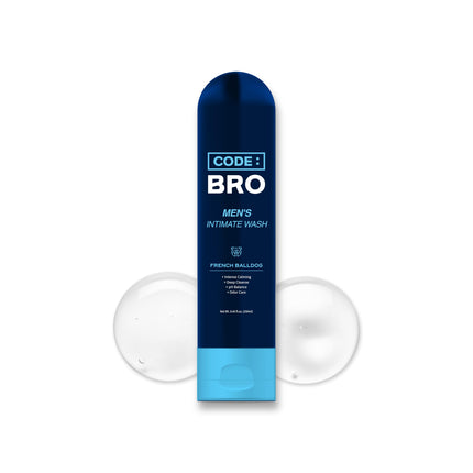 Code Bro Mens Intimate Wash French Balldog - pH Balance Ballsy Ball Wash Soap Men Shower - Deep Cleanse Mens Private Parts Wash Combats Odor Sweat & Itching - Shower Stuff for Men (250ml 8.45 fl oz)