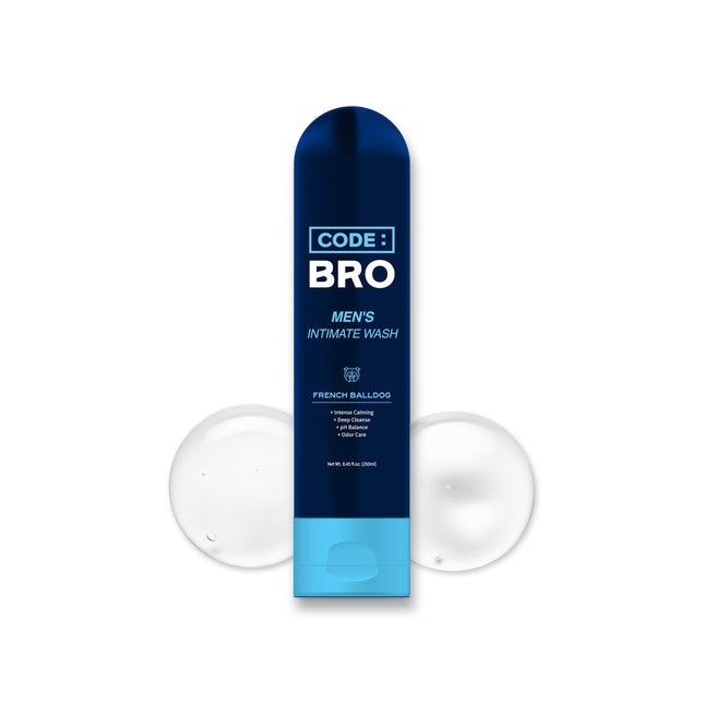 Code Bro Mens Intimate Wash French Balldog - pH Balance Ballsy Ball Wash Soap Men Shower - Deep Cleanse Mens Private Parts Wash Combats Odor Sweat & Itching - Shower Stuff for Men (250ml 8.45 fl oz)