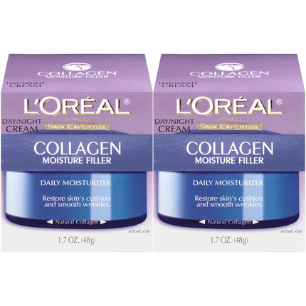 LOreal Paris Skincare Collagen Face Moisturizer Day and Night Cream Anti-Aging Face Neck and Chest Cream to smooth skin and reduce wrinkles 1.7 oz Pack of 2