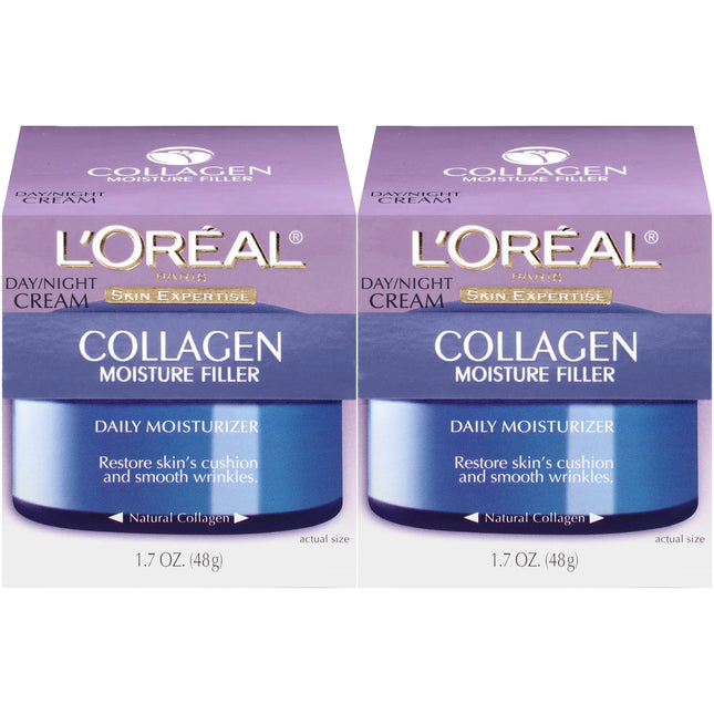 LOreal Paris Skincare Collagen Face Moisturizer Day and Night Cream Anti-Aging Face Neck and Chest Cream to smooth skin and reduce wrinkles 1.7 oz Pack of 2