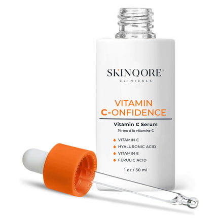 Vitamin C-onfidence | Vitamin C Serum with Ferulic Acid Vitamin E & Hyaluronic Acid | Improves Discoloration Uneven Tone & Firms | Hydrating Brightening Serum | | Natural Skin Care - 1oz
