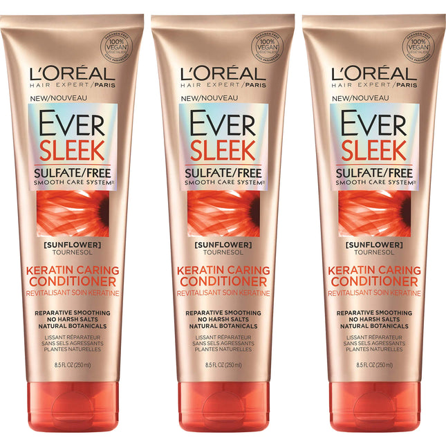 LOreal Paris Hair Care Eversleek Sulfate Free Keratin Caring Conditioner 3 Count