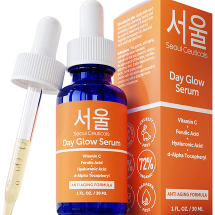 Seoul Ceuticals Korean Skin Care 20% Vitamin C Hyaluronic Acid Serum + CE Ferulic Acid - Potent Anti Aging Anti Wrinkle Korean Beauty 1oz