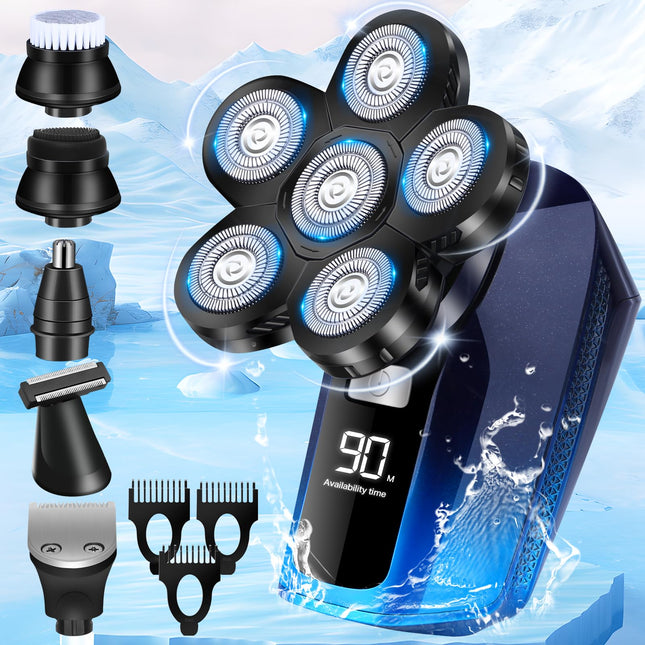 Head Shaver for Bald Men6 in 1 Bald Head Shavers for Men Cordless Electric Shavers for Men Bald Head ShavingWet Dry Electric Razor for Mens Head Face HairWaterproof Man Razors Grooming Kit Gift