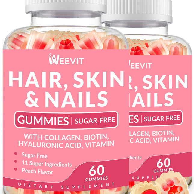 Sugar Free Hair Skin Nails Vitamins Gummies for Women Hair Vitamins Supplement w/Biotin 5000mcg Hyaluronic Acid Collagen Vitamin E & C for Hair Growth Stronger Nails Glowing Skin