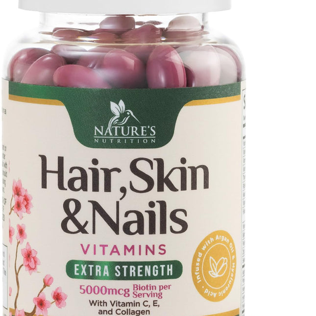 Hair Vitamins Women Ultra Strength 5000mcg Biotin Collagen PABA & More - Womens Hair Growth Skin Nails & Keratin Support Supplement Infused w/ Argan Oil & Hyaluronic Acid Non-GMO - 120 Softgels