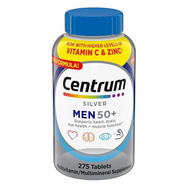 Centrums Silver Men 50+ Multivitamin 275 Tablets Bundle - Adult Multi & Letter Vitamins Herbals & Dietary Supplements for Health