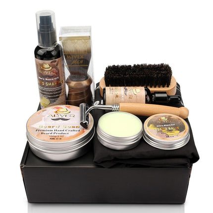 Men's Beard Care Kit with Oil, Balm, Brush, and Razor