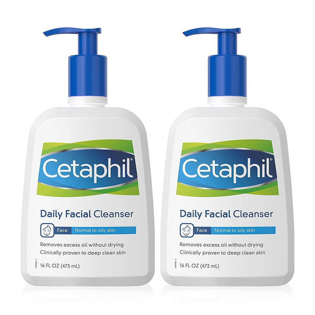 Face Wash by Cetaphil Daily Facial Cleanser for Combination to Oily Sensitive Skin 16 Ounce Pack of 2 Gentle Foaming Deep Clean Without Stripping