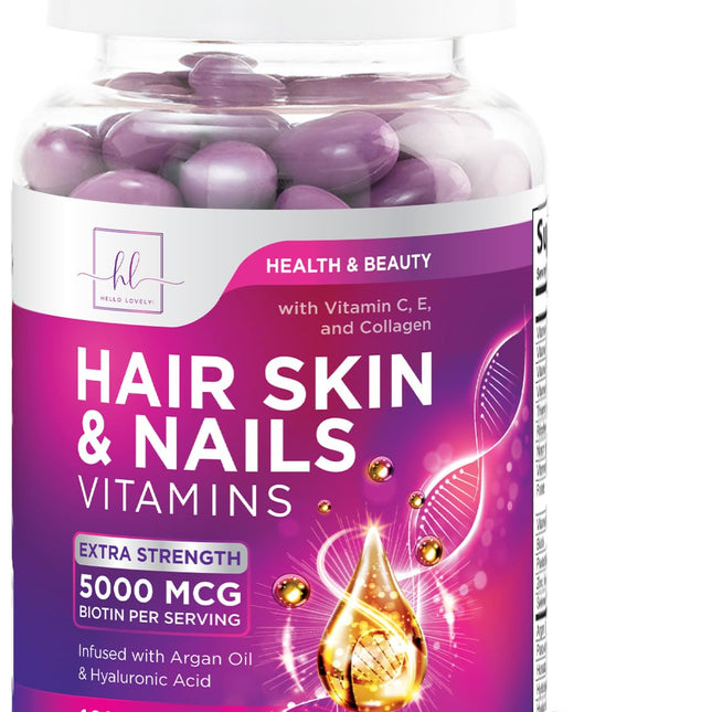 Hair Vitamins for Women with Biotin 5000mcg - Hair Skin & Nails Health & Keratin Support Infused with Argan Oil Collagen & Hyaluronic Acid Womens Hair Growth Support Supplement - 120 Softgels