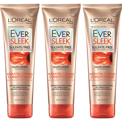 LOreal Paris Hair Care Eversleek Sulfate Free Keratin Caring Conditioner 3 Count